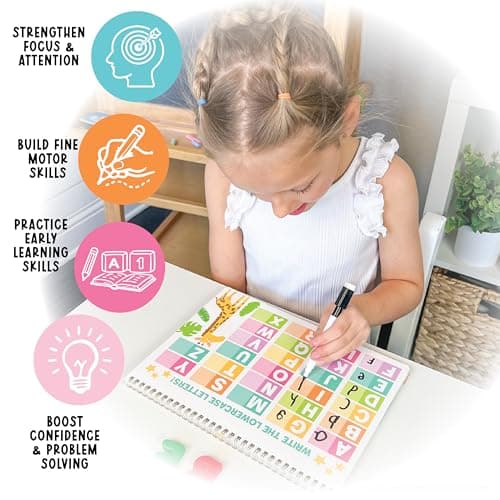 Hadley Designs Preschool Learning Activities - Dry Erase Letter Tracing for Kids Ages 3-5, Preschool Workbooks Age 3-4, Dry Erase Writing Practice for Kids Age 3-5, ABC Tracing Books for Kids Ages 3-5 - Thumbnail 6