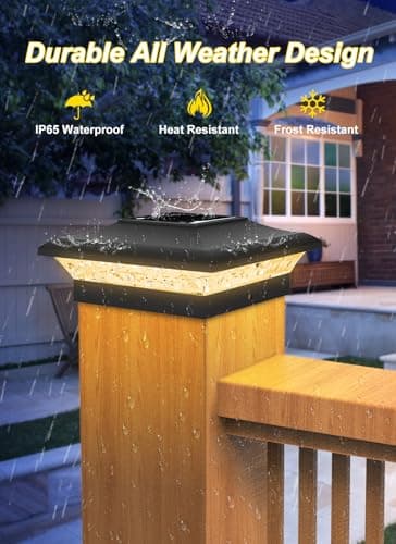 T-SUN Solar Post Cap Lights 6 Pack for 4x4 Vinyl Wooden Posts, Waterproof Outdoor Warm & Cool White(3000K/6000K) Solar Powered for Deck Garden Patio Lighting - Thumbnail 6
