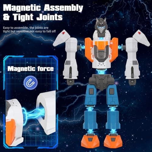Miebely Magnetic Transform Robot Toy, 3 in 1 Large STEM Construction Transforming Toy for Toddlers, Kids Action Figure Robot for Boy and Girls, Education Gifts for Kid 3 4 5 6 7 Birthday Christmas - Thumbnail 6