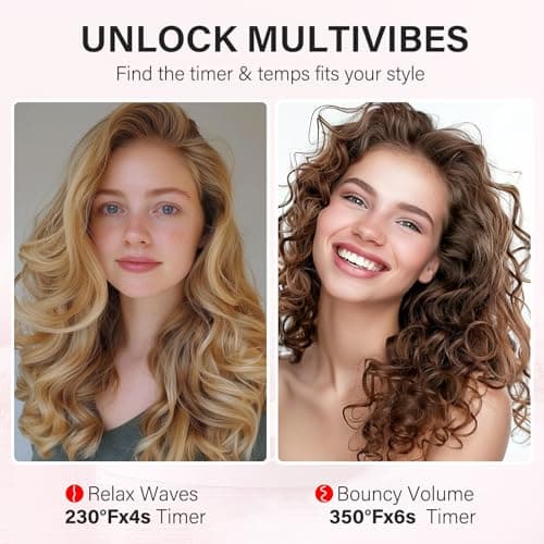 ZZR SEVEN Curling Iron Curling Wand Hair Crimper Waver, Hair Curler with Ceramic 3 Barrel for Women, Dual Voltage, Anti-Scald, Easy to Use, Pink - Thumbnail 5