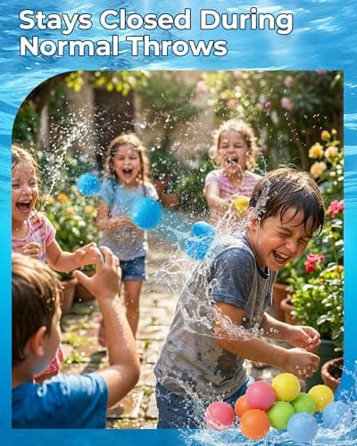 LADFAR 15Pcs Reusable Water Balloons for Kids & Family Outdoor Play – Quick Fill, Soft Silicone, Easy to Collect, No Magnets, Perfect for Yard, Pool Beach Games, Summer Water Toys - Thumbnail 5