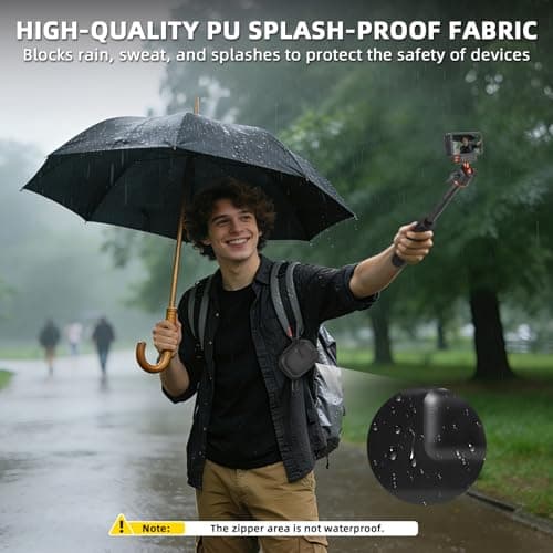 Flymile Small Carrying Case + Screen Protector for DJI Osmo Action 6, PU Hard Portable Travel Storage Bag with Carabiner & Wrist Strap, Tempered Glass Film Protective Lens Cover Accessories Kit - Thumbnail 6