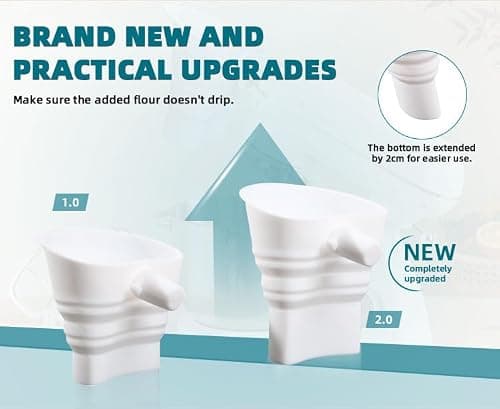 TFFUAM 2-Pack Stand Mixer Funnel Set with Scraper | Upgraded Funnels & Extended Measuring Cup for 4.5-7 Quart Mixers | Effortless Pouring, Scraping & Cleaning Kit - Thumbnail 5