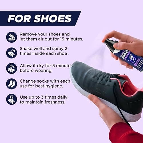 Foot Cure Shoe Deodorizer Spray - Tea Tree | Lavender Shoe Deodorizer for Smelly Feet, Athletes Foot Spray Odor Eliminator and Sweat Control | Removes, Controls & Prevents Odors - 120ml Made in USA - Thumbnail 5