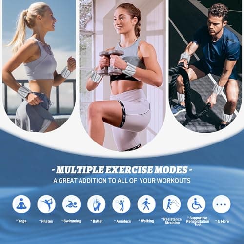 BECOJADDE Ankle Weights for Women Wrist Weights Set of 2 (2 lb Each) Adjustable Arm Leg Weight for Womens Men Suitable for Walking Swimming Running Pilates Yoga Gym, Grayish White - Thumbnail 3