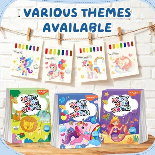 YPLUS Paint with Water Books for Toddlers, Art Craft Toys Watercolor Painting Paper, Gift for Kids Ages 1-3, 2-4, 4-6, Drawing with Brush - Unicorn - Thumbnail 3