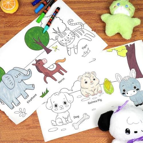 YPLUS Children Drawing Roll, Coloring Paper Roll for Kids, 120 x 11.8 Inch Sticky DIY Painting Drawing Paper Rolls for Toddler, Kids' Gift, Party Activities, Wall Coloring Paper Stickers - Animal - Thumbnail 4