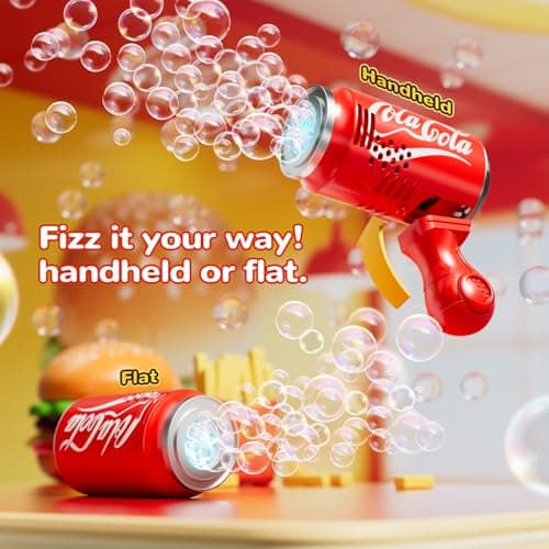 Burger & Cola Bubble Machine Combo W/Bubble Gun, 10 Bubble Solution Packs, Kids Automatic Bubble Blower Toy W/Music & Light, Handheld & Tabletop Bubble Maker, Gift for Birthday, Party Outdoor Fun - Thumbnail 3