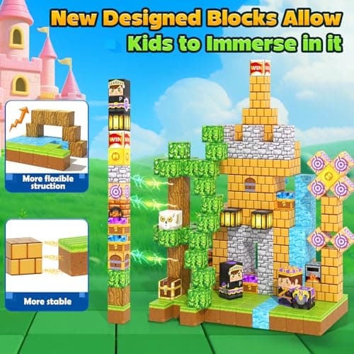 200PCS Magnetic Blocks - Build Mine Magnet World Forest Castle Set, Magnet Kids Building Toys for 3-5 5-7 8-12 Year Old Boys & Girls, STEM Sensory Montessori Construction Toys for Toddlers Gifts - Thumbnail 5