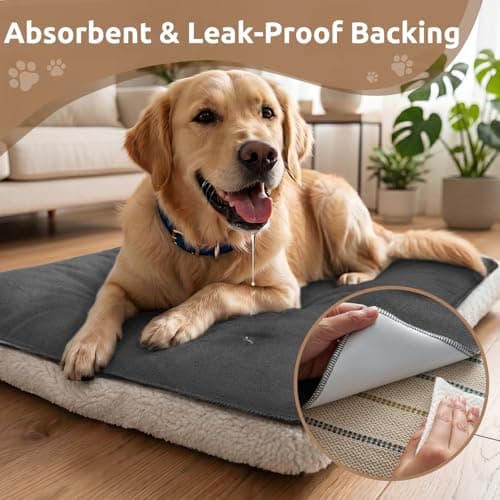 MontVoo Washable Dog Bed Cover, Absorbent Quick Dry Pet Bed Sheet, Easy Hair Removal Couch Covers for Dog/Cat, 24x35 Inches, Waterproof PU Backing Dog Bed Mat for Car Seat/Crate, Cover Only, Darkgrey - Thumbnail 2