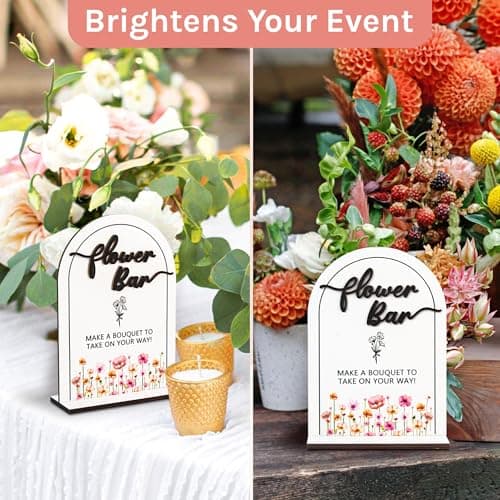 Stofinity Wooden Flower Bar Sign Bridal Shower Decor - Bloom Bar Sign Wedding Accessories For Reception, Bloom Bar Supplies for Wedding Table Decor - Thumbnail 5