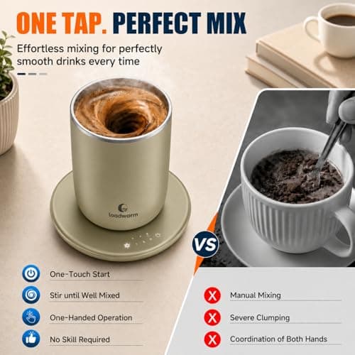 Self Heated Stirring Coffee Mug, 10oz Auto Mixing Cup with Warmer, Green - Thumbnail 6