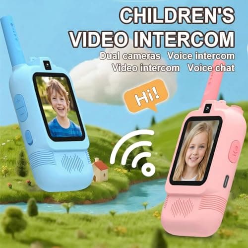 Upgraded Video Walkie Talkies for Kids, Dual Camera Long Range for Selfie & Discovery, Rechargeable 2-Way Radios for Camping Hiking & Backyard, Indoor Outdoor Toys Gifts for Age 3-12 Boys Girls - Thumbnail 2