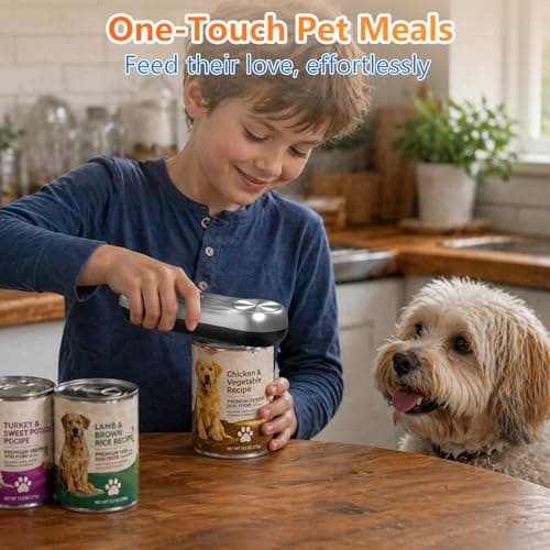 One‑Touch Rechargeable Cordless Electric Can Opener, Auto‑Stop Smooth‑Edge Lid Cutter, Hands‑Free Kitchen Gadget Fits Multiple Can Sizes for Food, Pet Food – for Seniors & Arthritis (Silver-Black) - Thumbnail 6