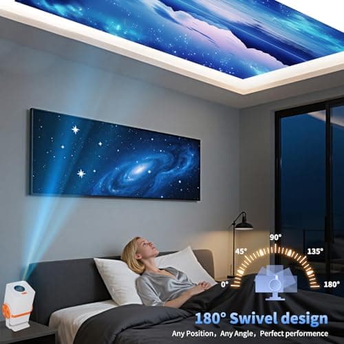 Mini Projector,Portable projector with wifi and bluetooth,Outdoor projector Can Be Powered By Power Bank,Small Movie Projector,180° Rotatable,Andriod 13,Built-in App,Auto Keystone,Dess T1(Blue) - Thumbnail 3