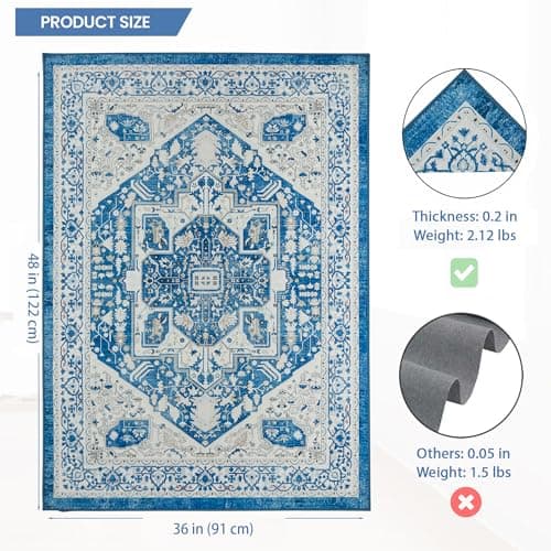 Office Chair Mat for Hardwood Floor, 0.2” Thick Non-Slip Desk Rug, Silent Glide Floor Protector for Rolling Chairs, Easy-Clean Surface,Silent Glide Mat for Tile & Laminate, Vintage Sapphire - Thumbnail 6