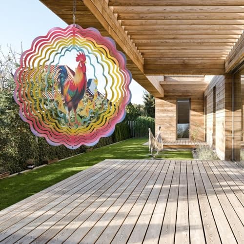 Eandisom Wind Spinners Outdoor Chicken - Birthday Gifts for Women Mom Grandma, Rooster Deocr Hanging Wind Spinner 12 inch 3D Wind Sculptures for Garden Decor for Outside, Patio, Yard, Outdoor - Thumbnail 5