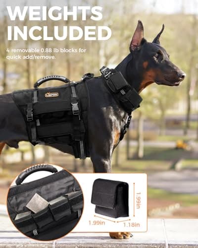 LISPOO Weighted Dog Vest & Collar Set with Pockets, Includes 4 Removable 0.88 lb Weight Blocks, Dog Training Gear for Exercise Walking & Conditioning, Muscle Building with Medium & Large Dogs (M) - Thumbnail 3