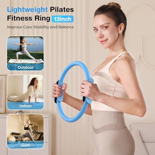 Vanlgs Pilates Kit 13Pcs Home Pilates Essentials Workout Kit with 13" Ring, 10" Ball and Resistance Bands for Women at Home Pilates Equipment Set for Beginners（Blue） - Thumbnail 2