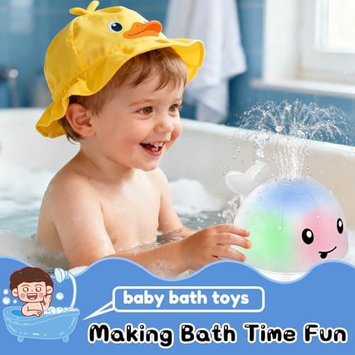 Light Up Toddler Bath Toys - 1 2 3 Year Old Girl Boy gift - Birthday Gifts Water Table For Toddlers 1-3 - Whale Water Spray Toy - Toys For Ages 0-2 - Infant Bathtub Floating Pool Toy 6-12-18 Months - Thumbnail 5
