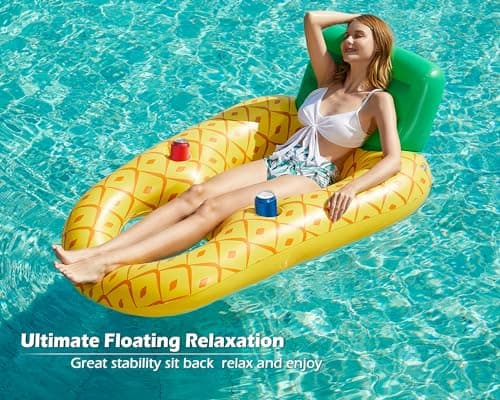 Jasonwell Inflatable Pool Float Adult - Pool Floaties Lounger Floats Raft Floating Chair Water Floaty for Swimming Pool Lake Lounge Float with Cup Holders Beach Pool Party Toys for Adults - Thumbnail 6
