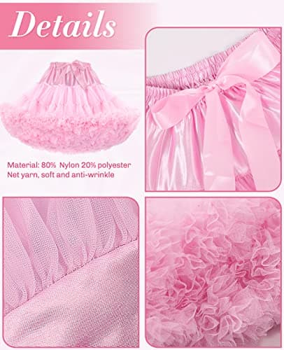 PrettyQueen Women's Tulle Petticoat 3-Layered Puffy Tutu Skirt Crinoline Underskirts for Cosplay Party Dress (Pink) - Thumbnail 6