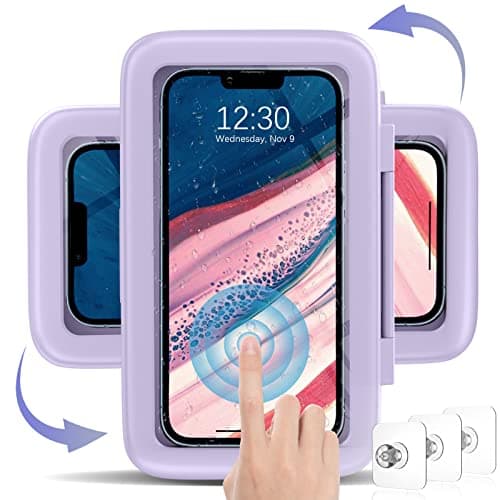 LC-dolida Shower Phone Holder Waterproof 480 Rotation Phone Stand Case Mount for Bathroom Batheub Kitchen Wall Mirro Compatible with iPhone 17 16 15 14 13 Plus Pro Max XS XR Women Men Gift - Image 1
