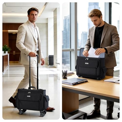 Tonyeee Rolling Laptop Bag 15.6 Inch, Ballistic Nylon Wheeled Briefcase for Men Women, Professional Rolling Work Bag, Underseat Carry On Business Case, 360 Spinner Wheels, Accordion File Office Bag - Thumbnail 2