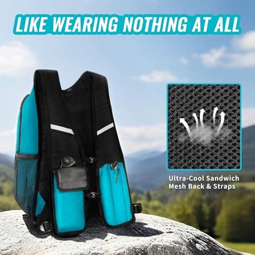 HOZMOZ 10L Small Hiking Backpack For Women Men, Lightweight Travel Packable Back Pack, Foldable Camping Hiking Daypack With Vest-style and Touchscreen Phone Pocket (Lake Green) - Thumbnail 3