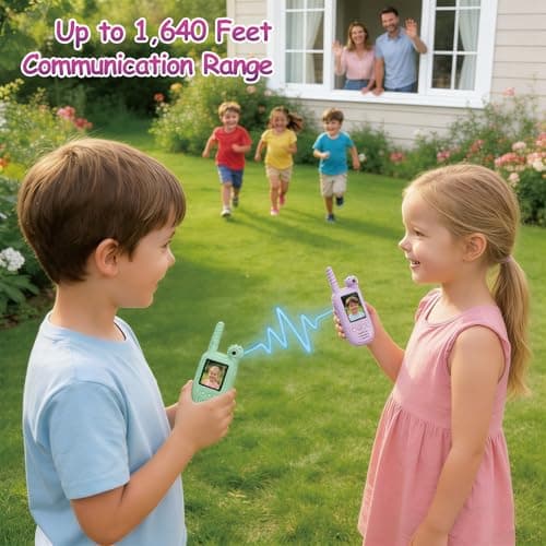 Kids Video Walkie Talkies 2 Pack, 180° Rotating Camera & Live Video Chat, Rechargeable Intercom Toys with 6 Voice Changers, Flashlight & 10 Fun Ringtones, Outdoor Toys for Boys Girls, Green & Purple - Thumbnail 5