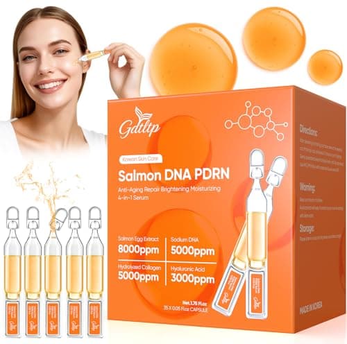 Salmon DNA Serum, Anti-Wrinkle PDRN Serum, 8000ppm Salmon Egg Ampoule, Collagen, Glutathione, Niacinamide, Hyaluronic Acids, Vitamin E - Korea Skin Care for Anti-Wrinkle & Brighten, 0.05 fl.oz x 35e - Image 1