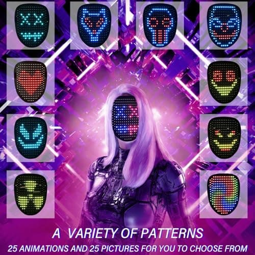 Depointer Life LED Mask Light up Masks With Gesture Sensing, Cool Toys Masks Teen Boys Gifts for Halloween Christmas Birthday -Rechargeable Mask - Thumbnail 2