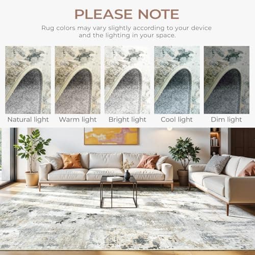 Carpelux 8x10 Area Rugs for Living Room, Abstract Neutral Large Washable Rug, Indoor Soft Non-Slip Floor Carpet for Bedroom Dining Room Home Decor, Brown/Grey - Thumbnail 3