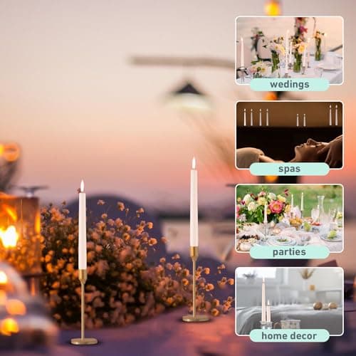 12 Pack Ivory Taper Candles - Taper Candles 10 Inch Smokeless & Unscented - 8 Hours Long Burning - Hand Poured Tall Candlesticks - Ideal for Wedding, Party, and Home Décor - Thumbnail 4