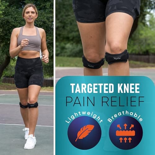 PhysFlex 2 Pack Patella Knee Brace - Knee Support and Pain Relief, Running, Hiking, Basketball, Jumpers Knee, Tendonitis, Adjustable Strap Patellar Tendon Stabilizer (Blue) - Thumbnail 6