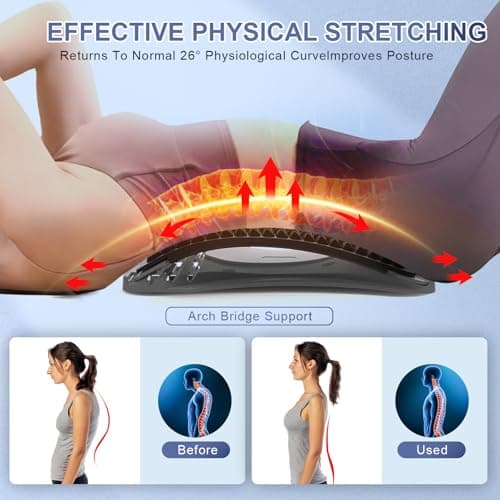 MINOLL Back Stretcher for Lower Back Pain Relief, Multiple Level Adjustable Arch Lumbar Back Cracker Board, Back Cracking Device, Back Massager for Scoliosis, Spine Decompression Support - Thumbnail 4