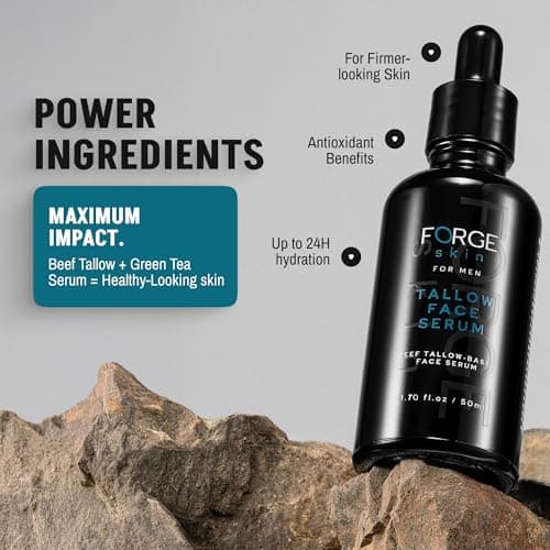 FORGE SKIN® Night Beef Tallow Serum for Men [TALLOW-BASED] - Facial Essence for Face Wrinkles with Essential Oils - Natural Green Tea Skincare for Radiance and Skin Hydration (1.7 OZ) - Thumbnail 4