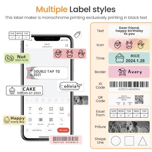 Phomemo Label Maker, D30 Bluetooth Mini Label Maker Machine, Small Portable Thermal Printer Rechargeable for Home School Classroom Teacher Supplies Office Labeler Wide Format Plotter Printers - Thumbnail 5