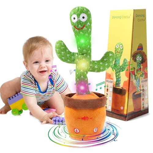 MIAODAM Dancing Talking Cactus Toy for Baby Toddler, Colorful Glowing Repeating What You Say, Singing Talking Mimicking Toy for Baby Dancing Cactus,Toys Gift for Kids Baby 1 Year Old