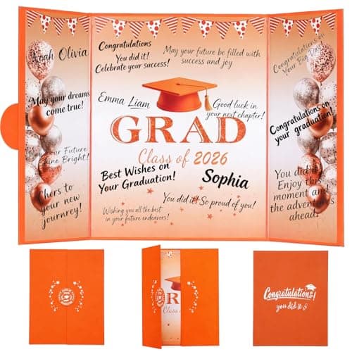 lipmo Orange Graduation Party Decorations Class of 2026 - Extra Large 22" x 14" Graduation Guest Book to Sign Signature Board for Graduation Gifts Congrats Grad Party Favors Supplies Decor Keepsake - Image 1
