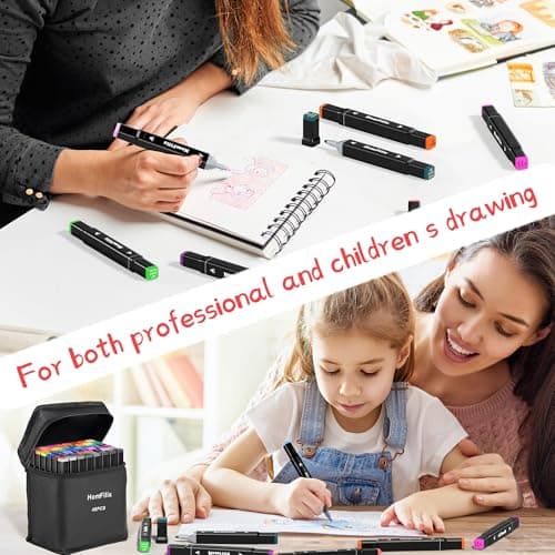 HomFilix Alcohol Based Markers 48 Colors, Dual Tip Art Sketch Marker, Drawing Pens Permanent Markers for Adult Artist Coloring - Thumbnail 5