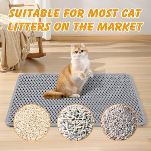 Double Layer Cat Litter Mat, 24x15 Inch Waterproof Litters Box Mat, Non-Slip Cat Mat for Litter Box - Thumbnail 6