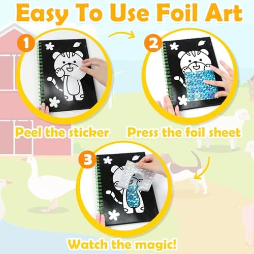 FUNNYB&G Foil Art Crafts for Kids Ages 4-8: Mother's Day 2026, Birthday Gift for Kids, Art and Crafts Supplies, Party Favors, Creative Toys for Kids 4 5 6 7 8 9 Years Old(Dinosaur Ainmal) - Thumbnail 4