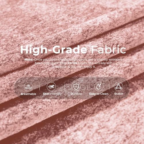 HABUTWAY Bean Bag Chair, Giant Bean Bag Chairs for Adults, 3 Seater Fireside Chair, Lazy Large Floor Bean Bag Sofa for Living Room, Bedroom, Dorm, Office (Pink) - Thumbnail 5
