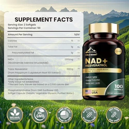 MEGNETA Liposomal NAD+ Supplement 1200mg with Trans Resveratrol - Boost NAD+ Levels, Energy & Anti-Aging Support - Vegan, 100 Softgels - Thumbnail 5