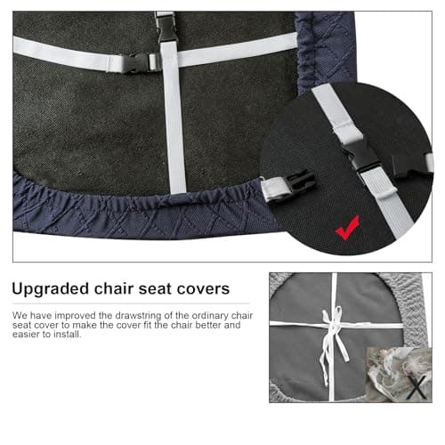Genina Waterproof Seat Covers for Dining Room Chairs Covers Dining Chair Cover Kitchen Chair Covers (Navy Blue, 4 Pcs) - Thumbnail 6
