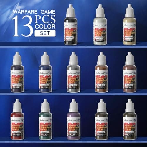Miniature Paints Set - 13pcs 20ml Game Colors Miniature Painting Kit, with 1 Kolinsky Paintbrush, Acrylic Model Paint Set for Wargame Models - Thumbnail 5