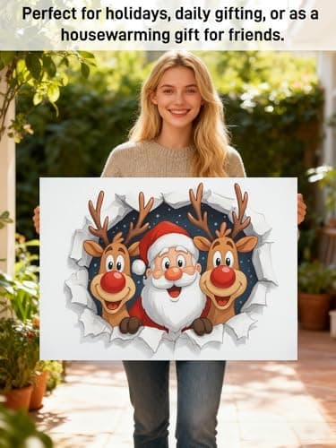 Carastora Santa Claus and Reindeer Holiday Doormat, Anti-Fatigue mat, Durable, Non-Slip Design, Suitable for Indoor and Outdoor use, Home Decoration, Housewarming Gift, Size: 20 x 31 inches - Thumbnail 3