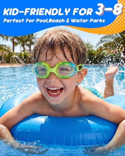 Aegend Swim Goggles for Kids Age 3-8 (Blue & Green) - Thumbnail 5