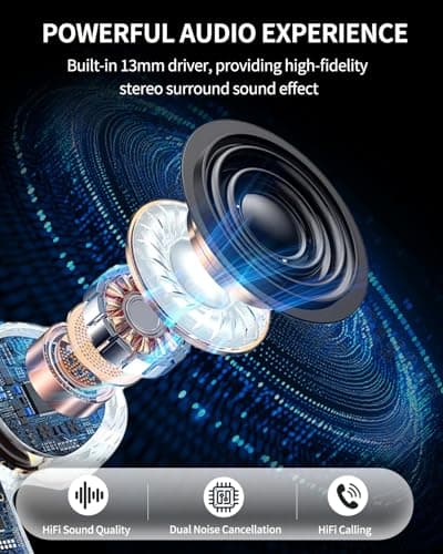 KDYNIX True Wireless Earbuds, Bluetooth 5.4 Headphones with Dual ENC ANC Noise Canceling, 13mm Drivers for Deep Bass Stereo, IPX7 Waterproof, 18H Playtime, USB-C Charging Case for iPhone Android - Thumbnail 5